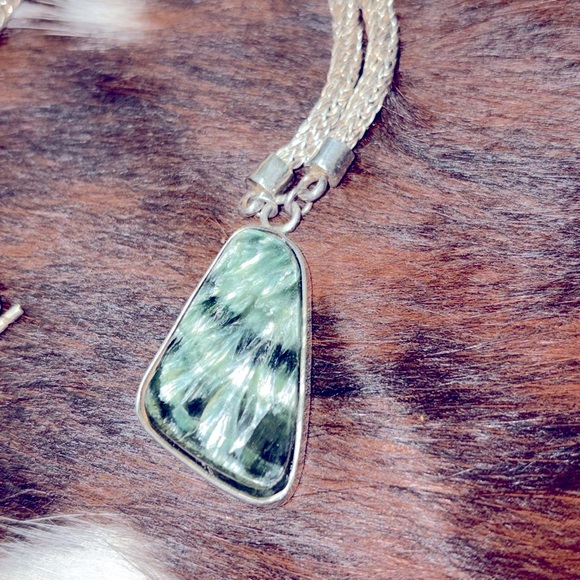 Seraphinite Pendant and necklace. 925 silver - Picture 2 of 7